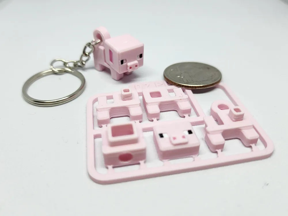 Kit Llavero y/o Figurita Para Armar Chancho Minecraft