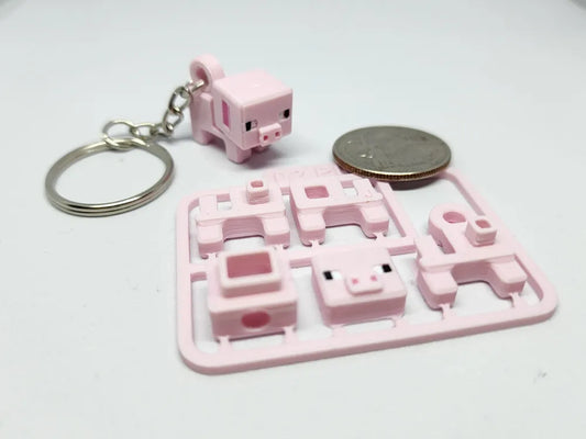 Kit Llavero y/o Figurita Para Armar Chancho Minecraft